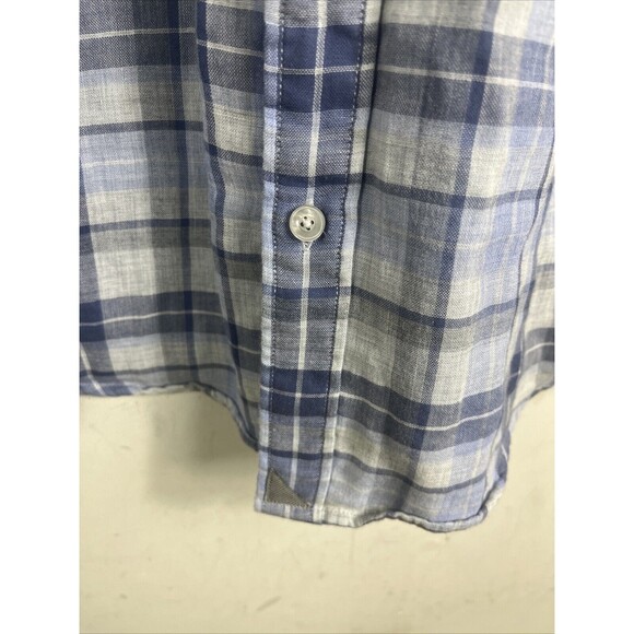 UNTUCKit SLIM FIT Shirt Mens L Blue Plaid Short Sleeve Button Up Cotton - Picture 3 of 7